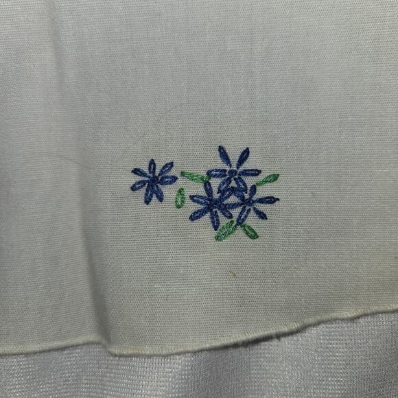 Vintage Embroidered Floral Design Table Runner 40" x 16" Blue Green Pink White - Picture 4 of 13